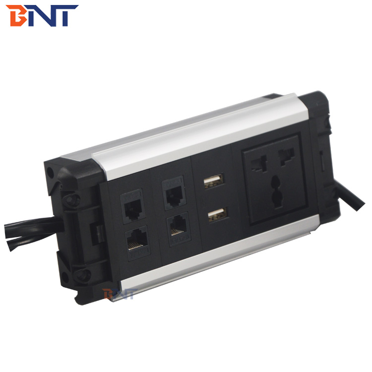 Smart office table mount multi function desk power data socket with USB charger