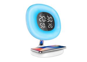 China Wireless Charger Wake Up Light Alarm Clock , Touch Bedside Clock With Light on sale