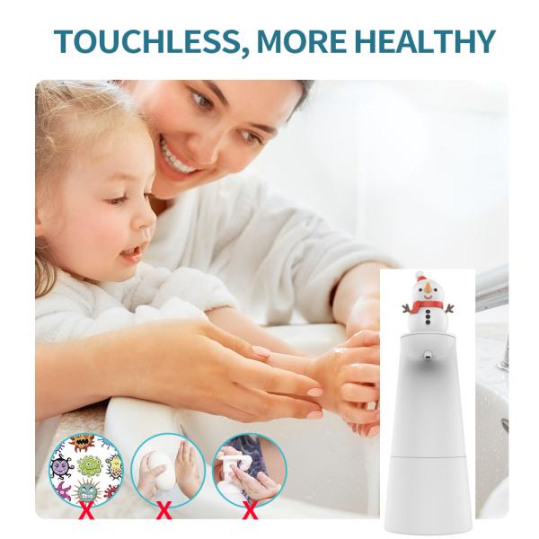 Christmas Decor Bottle Sensor Foam Soap Dispenser Snowman Kids Xmas Bathroom Set 8.45oz