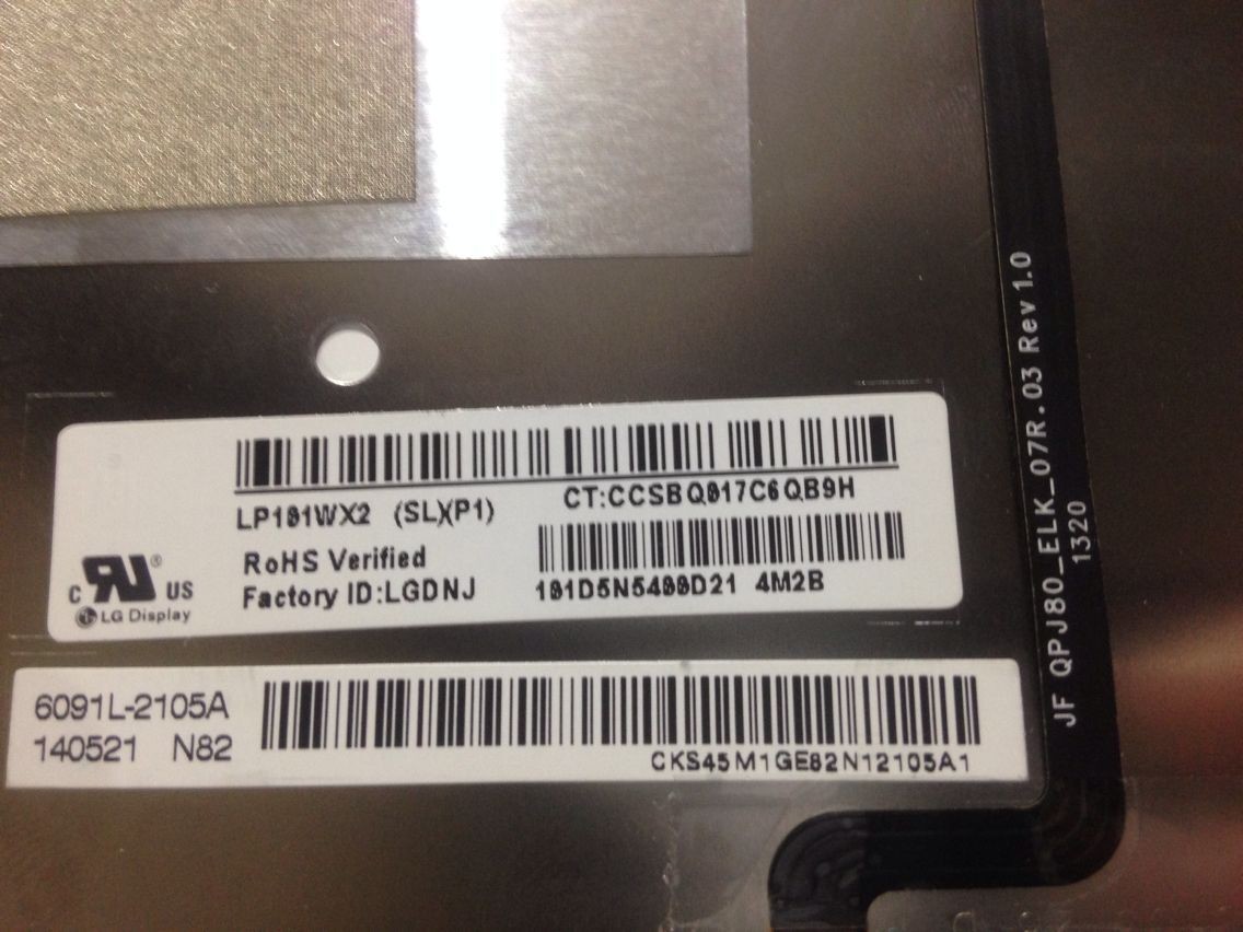 360cd/m2 149PPI Square Tft Display 10.1" 1280×800 LP101WX2-SLA1