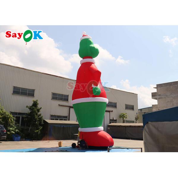 Green And Red 32.8FT Tall Inflatable Airblown Grinch With Hat Yard Decoration