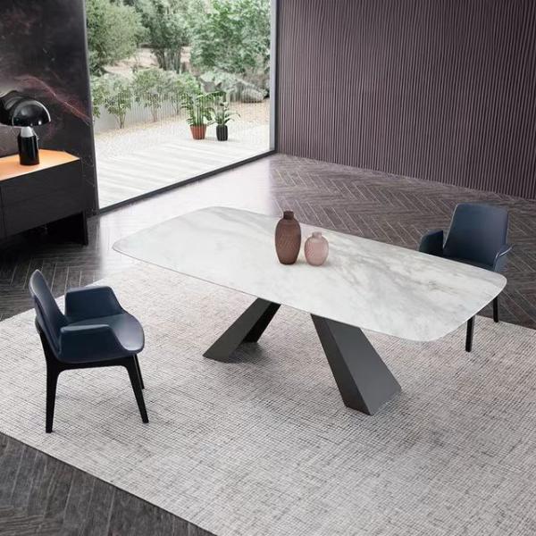 Luxury Furniture Manufacturer Modern Sintered Stone Mable Top Dining Table Set For 6