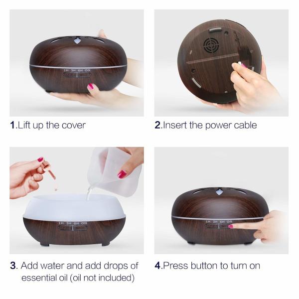 500ml Electric Aroma Diffuser wood Ultrasonic Air Humidifier cool Mist Aromatherapy for home