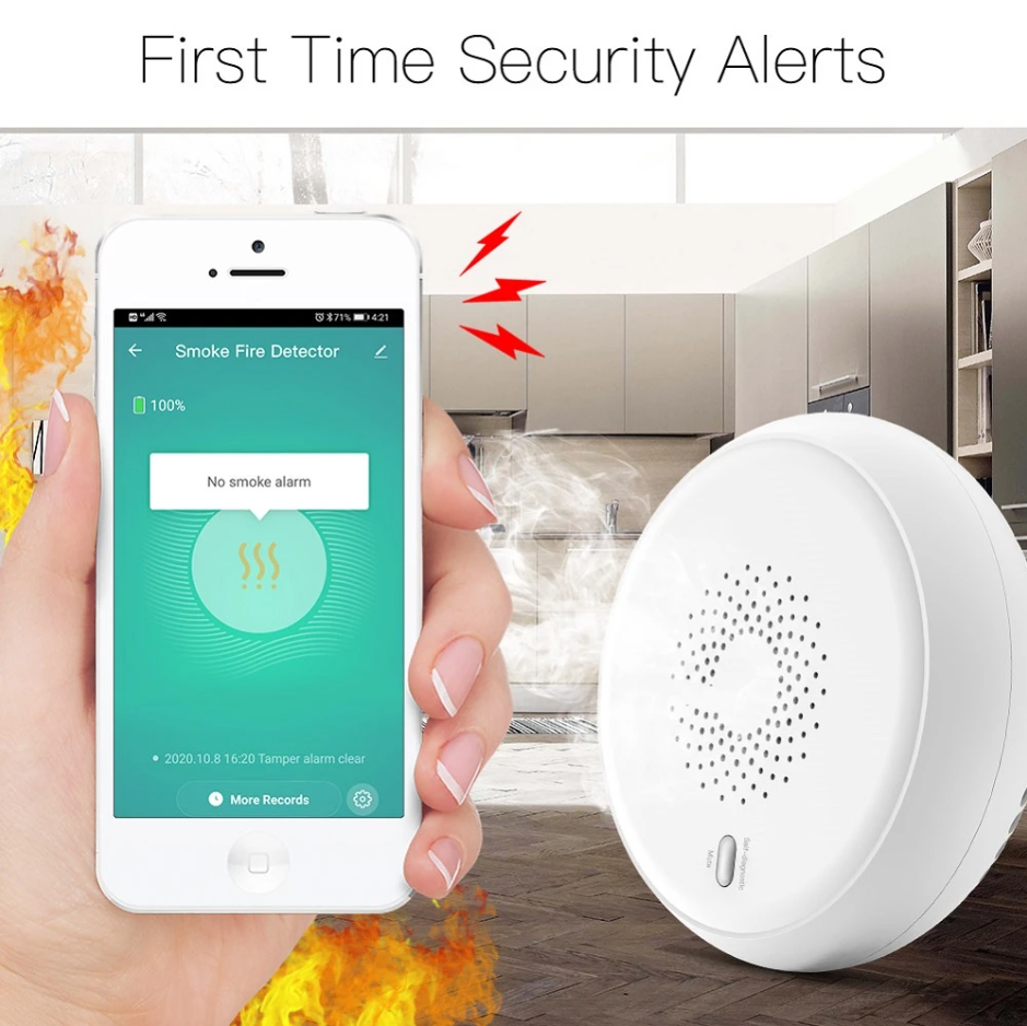 Plastic Cover Smart Alarm Smoke Zigbee Detector Tuya App Control Household Sensor