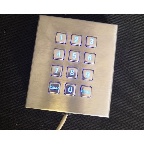 Desk Top Vandal Proof Metal Keypad With 12 Blue Backlight Buttons / USB