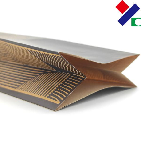 Custom Printed PLA/Kraft Paper Gusset Coffee Bag With Valve Zipper