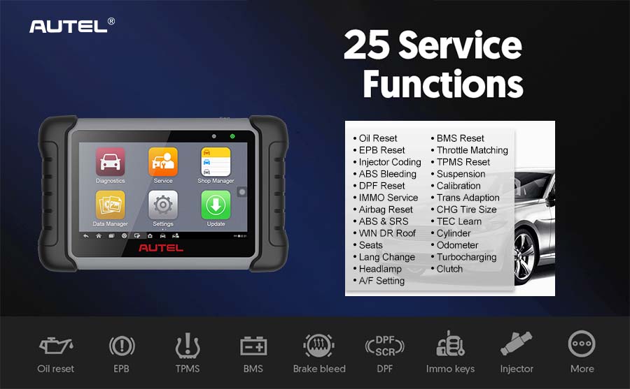 Autel Scanner MaxiCOM MK808 AU Version All System Diagnosis Equipped with 25+ Maintenance Functions IMMO/EPB/BMS/SAS/TPMS/AutoVIN/ABS Bleeding