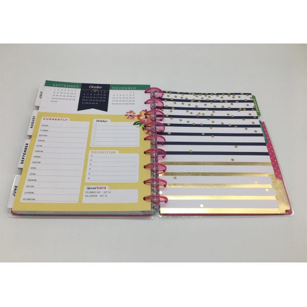 Custom Pink Spiral Daily Planner Notepad / Colorful Printing Agenda Notepad