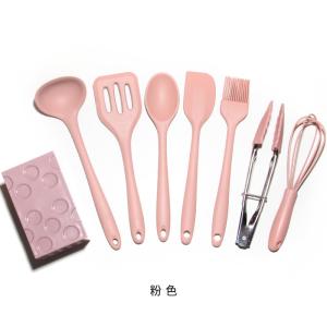 China 8pcs Mini Kid Silicone Cooking Kitchen Utensils Set Dishwasher Safe Spatula Set with Spatula Spoon Tong Brush Whisk Tong on sale