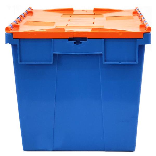 Heavy Duty Stackable Nesting HDPE Plastic Crates With Attached Lid Totes 67 ltr