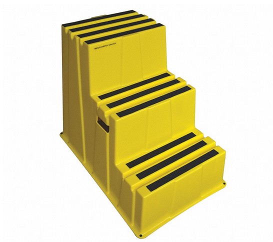Yellow Plastic Polyethylene Three Steps Safety Step Stool
