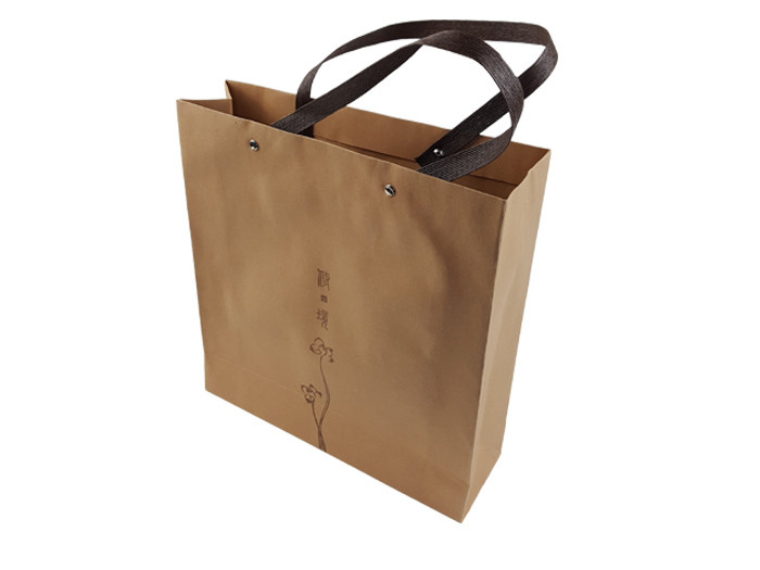 Wholesale Environmental Kraft Paper Material Custom Design Paper Bag Black Color Logo Printing with Rigid Handle from china suppliers