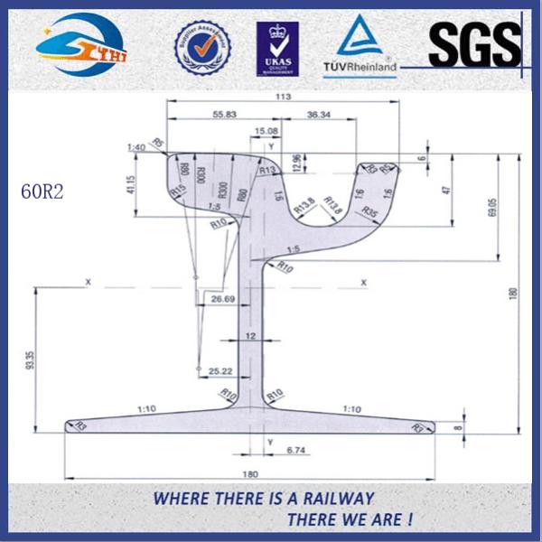 Din 536 59R 60R Grooved Steel Crane Rail , 12M Length EN14811 2006