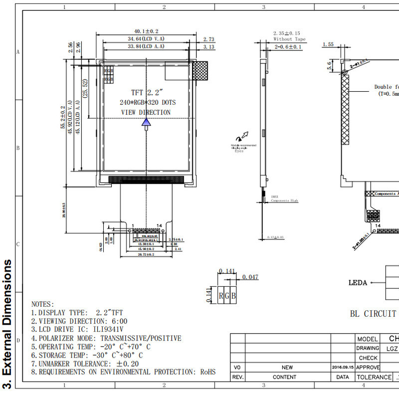 CTP FPC LCD Display Module RTP 240x320 Industrial LCD Screen Ili9341