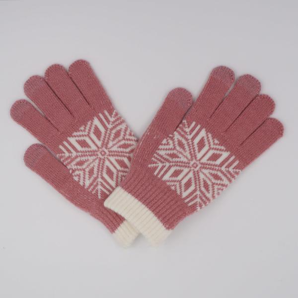 2017 New Design Nitrile Conductive Fiber Materials Jacquard Winter Knit Magic Touch Screen Gloves Women