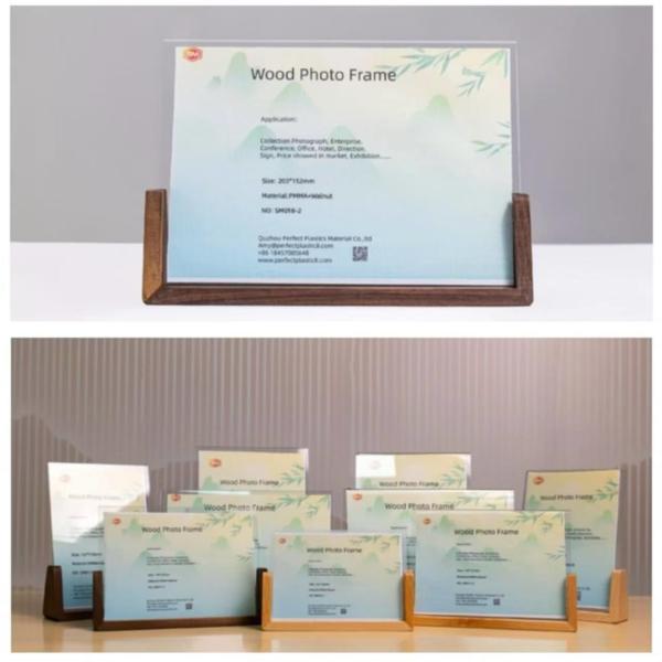 Quality Custom Family Acrylic Picture Frames With Wood Base for sale