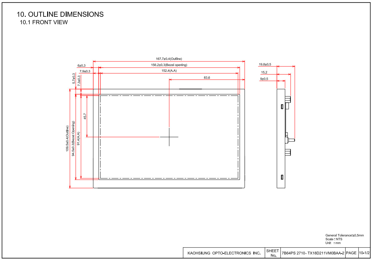 7'' WVGA Ltps 800*480 IPS TFT Wide Temperature LCD Module Jdi Made