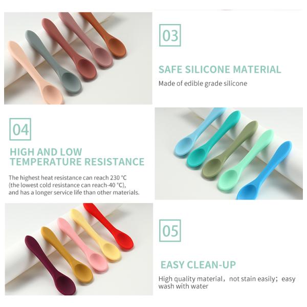 Safe BPA Free Silicone Infant Spoons Non Toxic Microwaveable