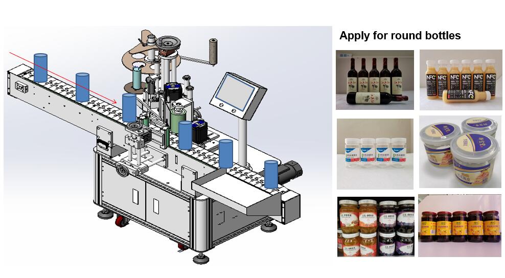 Carton Labeling Machine for Automatic Application of Stickers on Cylindrical Objects