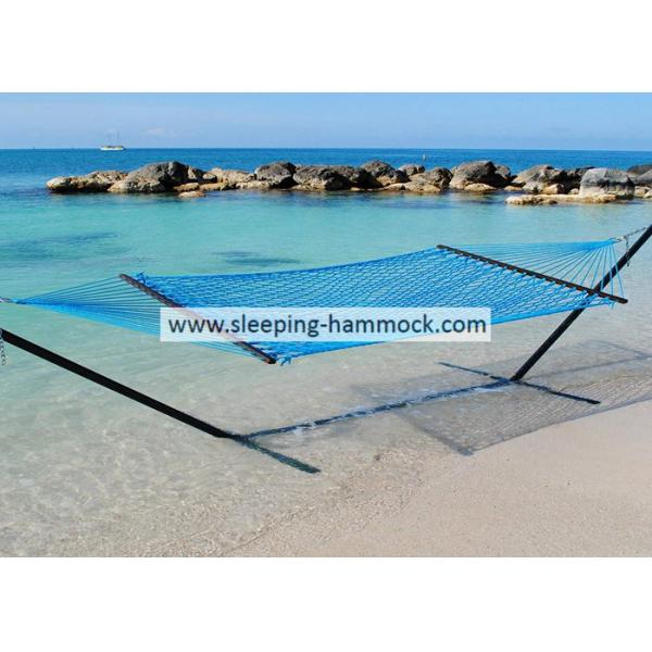 65 " Wide Kingsize Outdoor Indoor Sleeping Hammock With Stand , 13 Ft Blue Rope Hammock