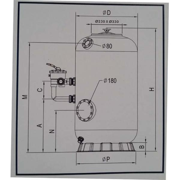 Deep Bed Swimming Pool Filter Fiberglass Wound Tank Industrial Use 6 Way Valve