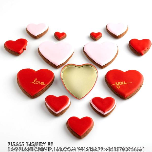 Red Heart Shaped Metal Tins With Lids Valentine'S Day Candy Boxes Biscuits Jar Tin Box Candy Chocolate Boxes Heart
