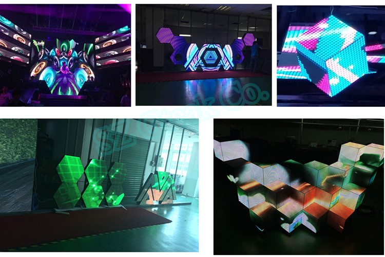 full color rgb matrix control mini hexagon led display for DJ booth customized