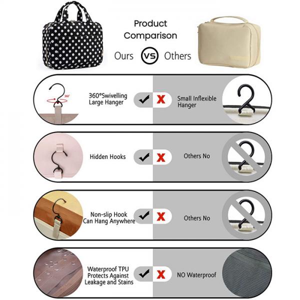 Toiletry Bag Travel Bag with Hanging Hook, Water-resistant Makeup Cosmetic Bag Travel Organizer for Accessories