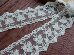 Wholesale 9CM Stretch Flower Cream Lace Ribbon , Wedding Dress Embroidered Lace Trim from china suppliers