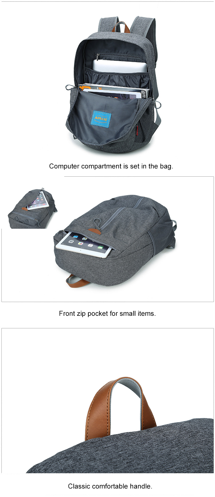 Travel Oxford Modern Mens Backpack 17 Inch Laptop Backpack 31*15*46cm