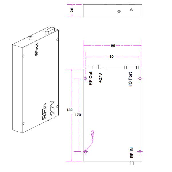 900MHz -980MHz Linear RF Power Amplifier 100 Watt Power 27VDC