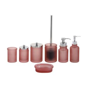 Wholesale Frosted Red Seven-Piece Set Glass Bathroom Accessories For Home Hotel from china suppliers