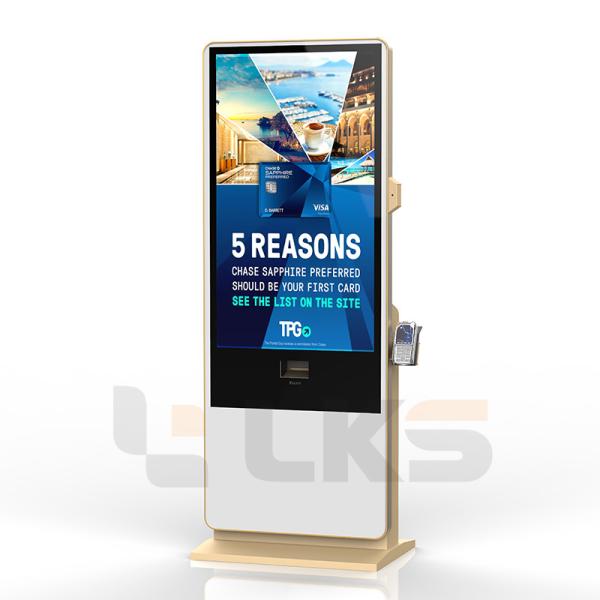 32 43 55 65 75 Inch 2K 4K Indoor Floor Standing LCD Touch Screen Kiosk Advertising Digital Signage With Printer And POS