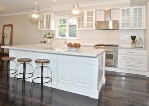 China White Lacquer 90cm Modern Modular Kitchen Cabinets With Island Bench on sale
