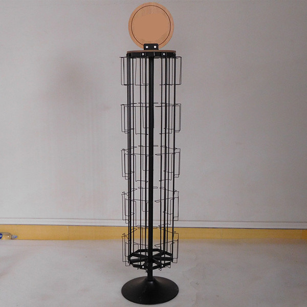 L350mm H1600mm Spinning Display Rack , Rotating Card Display Stand With Mirror