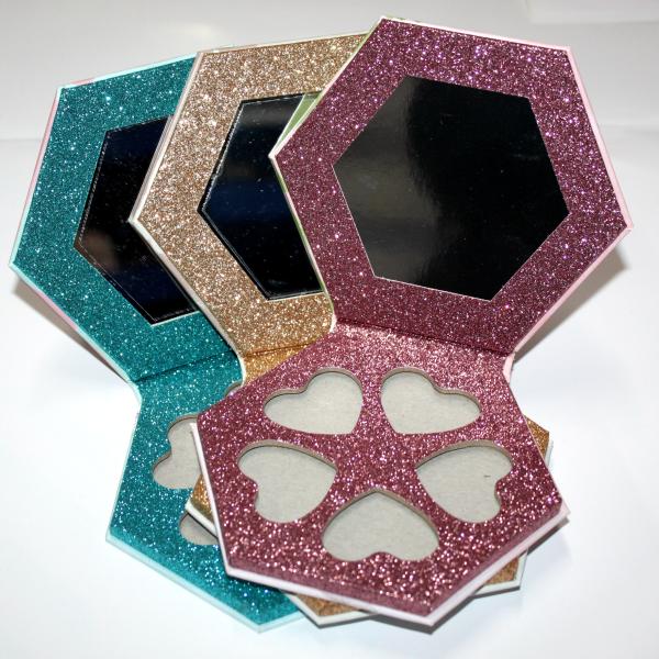 Hexagon Makeup Empty Eyeshadow Palette Packaging With Glitter Paper