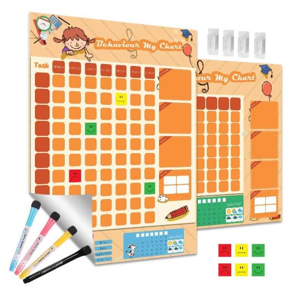 Removable Erasable Preschool Reward Chart With Marker Pen And Pen Clip