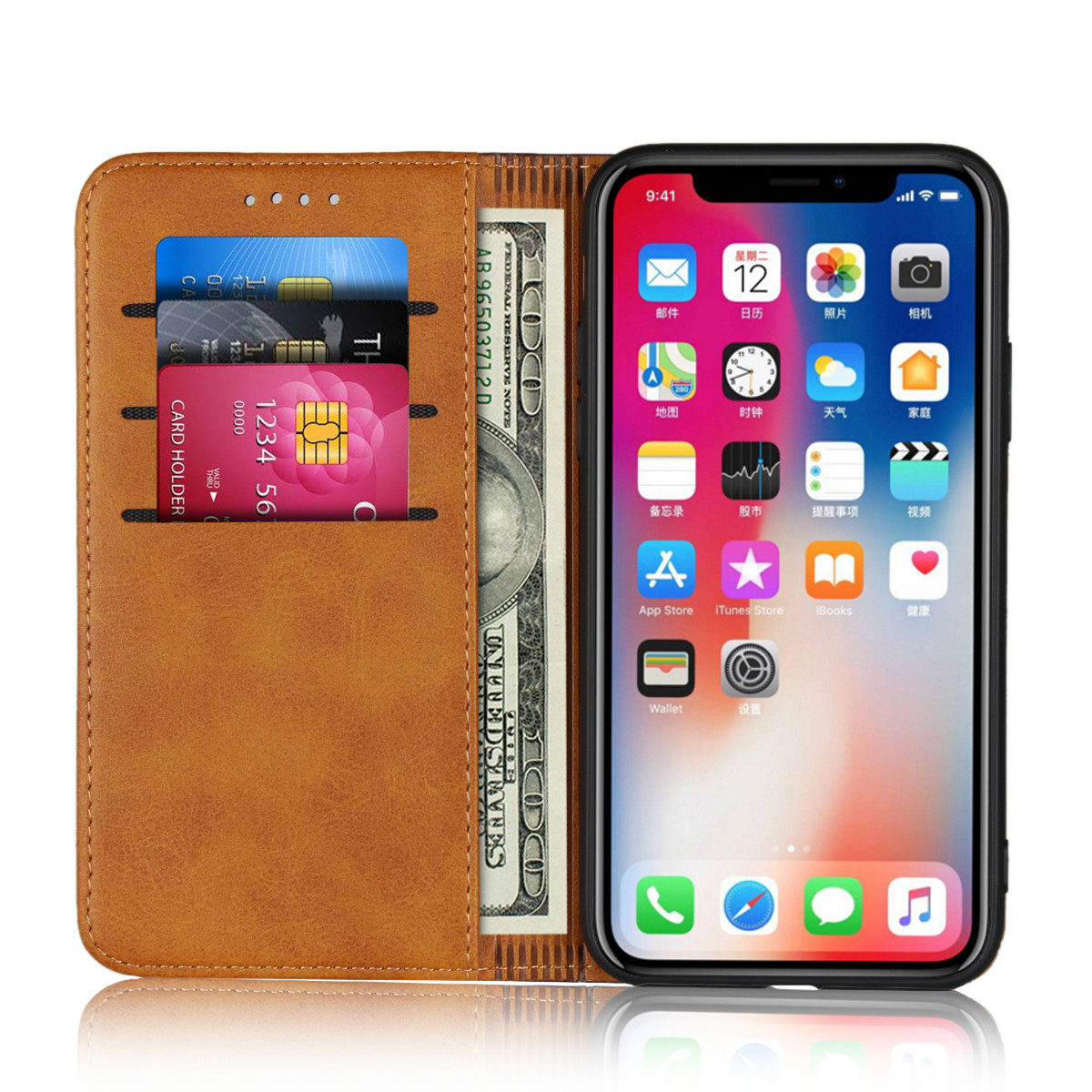 iPhone XS Wallet Case, Assorted Color Flip Cover[Kickstand Feature] For Apple iPhone 6,7,8,X,XS,XS MAX,XR