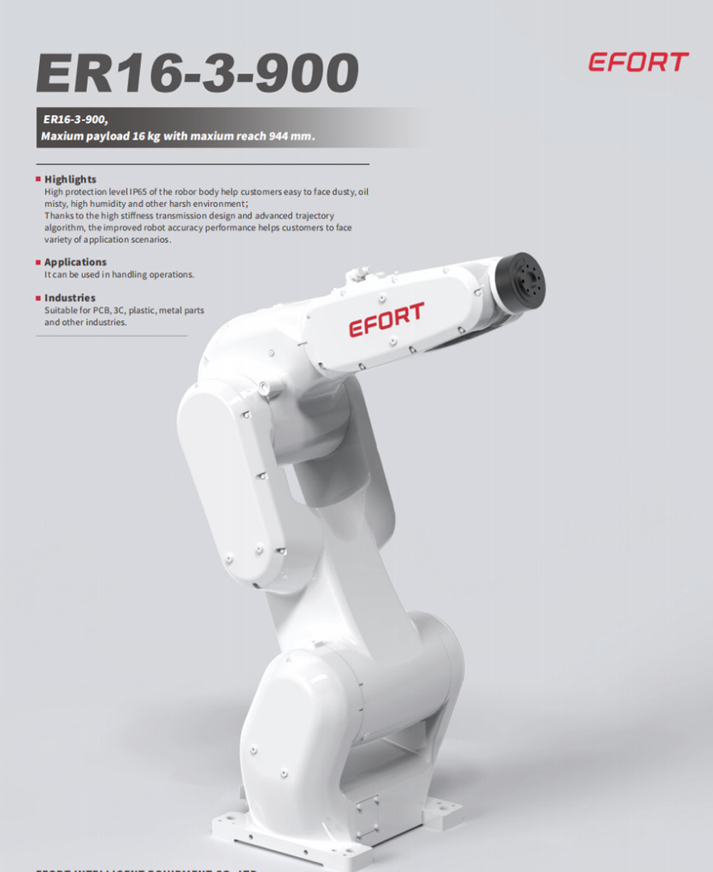 Desktop Robot In Handling Operations For For PCB 3C Plastic, Metal Parts ER16-3-900 With Payload 16kg Reach 944mm