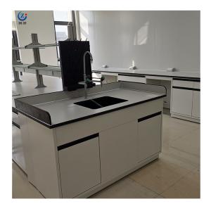 China Steel Wood Lab Island Bench With 2 Lockers In Grey Or Customized on sale