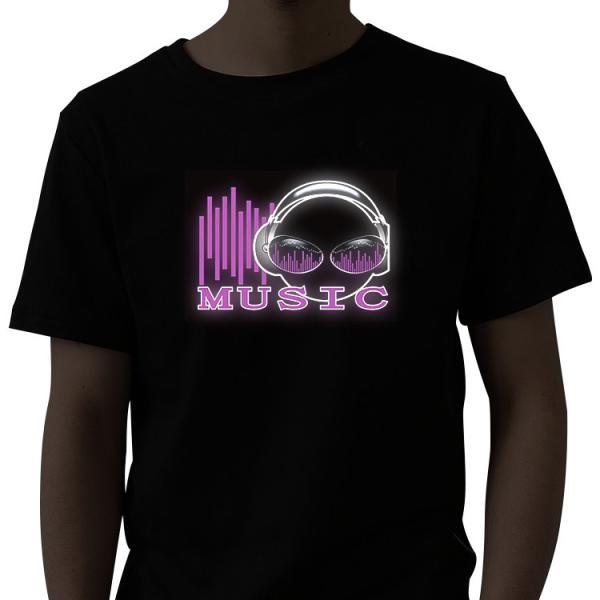 Quality Round Neck Sound Activated LED T Shirt Short Sleeve For Summer for sale