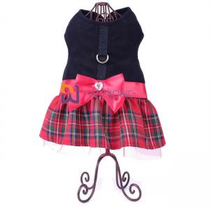 Wholesale Christmas Vest Pet Dress Brushed Tricot Satin Bow Dog Christmas Dress from china suppliers