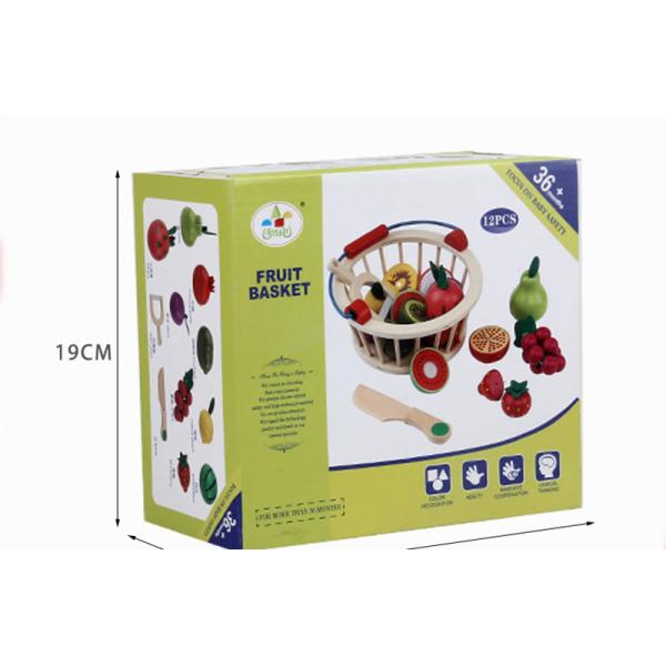 Magnetic 10.5cm Wooden Fruit Cutting Set Wooden Fruit Basket Toy