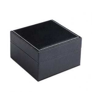 China Black Leather Watch Boxes Hard Cardboard Gift Boxes 120x110x73mm Customized Logo on sale