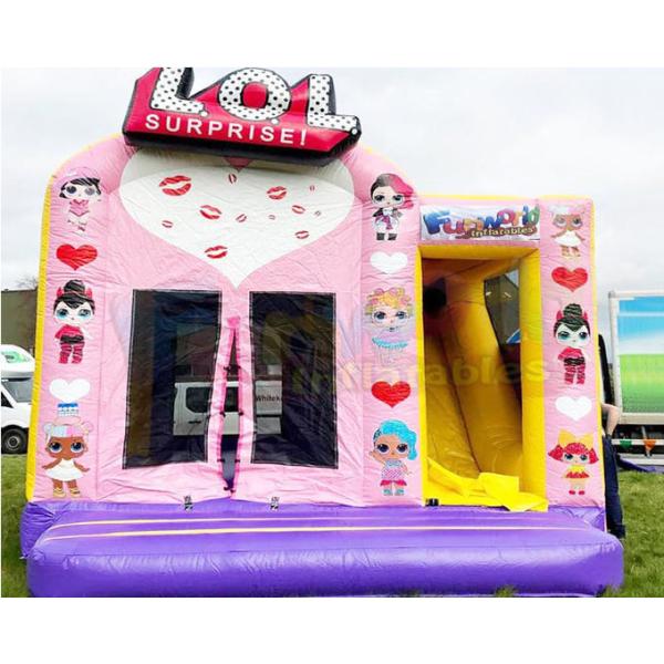Kids Pink Jumping Combos Inflatable Bounce House For Hotel