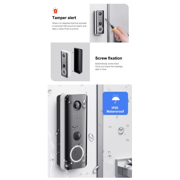 Pir Detection Smart Video Doorbell Ring 1080p Hd Wireless Peephole Cam Door Bell