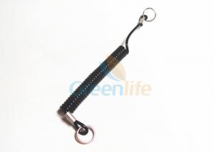 Black Wire Coil Lanyard With Double Split Ring On Two Sides Custom 12CM Length