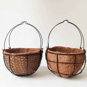 Wholesale Metal Frame Bamboo Coco Liner Flower Pots Outdoor Garden 27cm Diameter from china suppliers