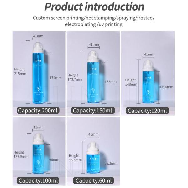 60ml 100ml 120ml 150ml Empty Mist Spray Bottle Clear PET Pump Cosmetic Plastic Spray Bottle