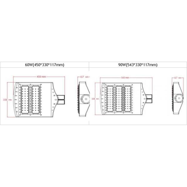 Silver Housing Dimmable LED Street Lights 150W Lumileds Chip 60 * 135 Degree Beam Angle